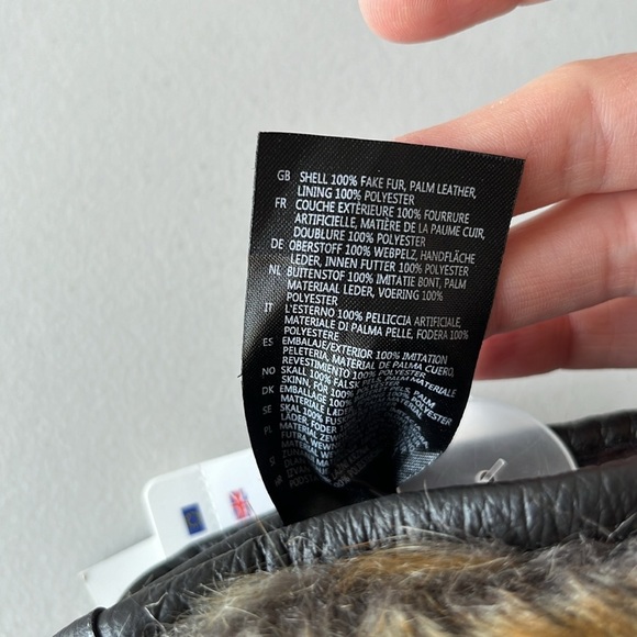 NWT Barts Brown Palm Leather Faux Fur Mittens Fur Paws One Size Unisex - Picture 17 of 17